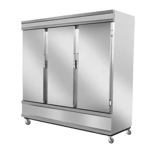 ثلاجة-تخزين-عامودية-3أبواب-أمام-5أرفف-upright-stainless-steel-fridge-refrigerator-close-alnasser-factories
